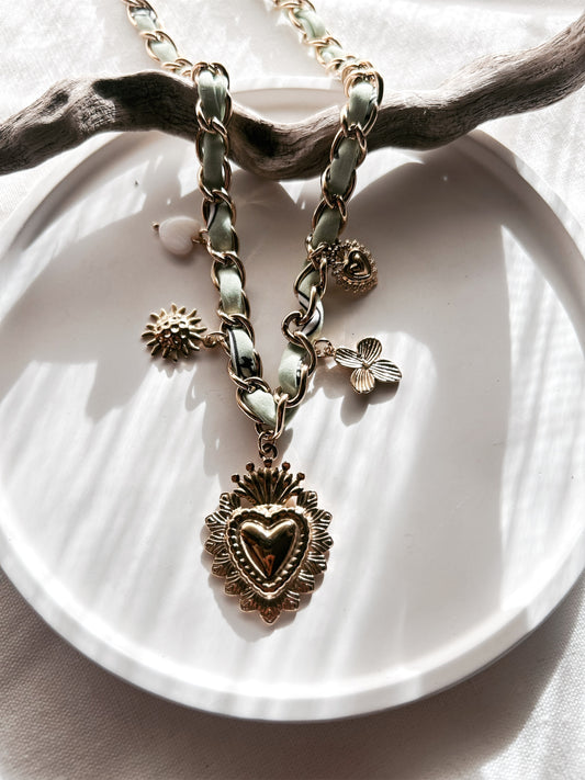 Collier cœur soleil