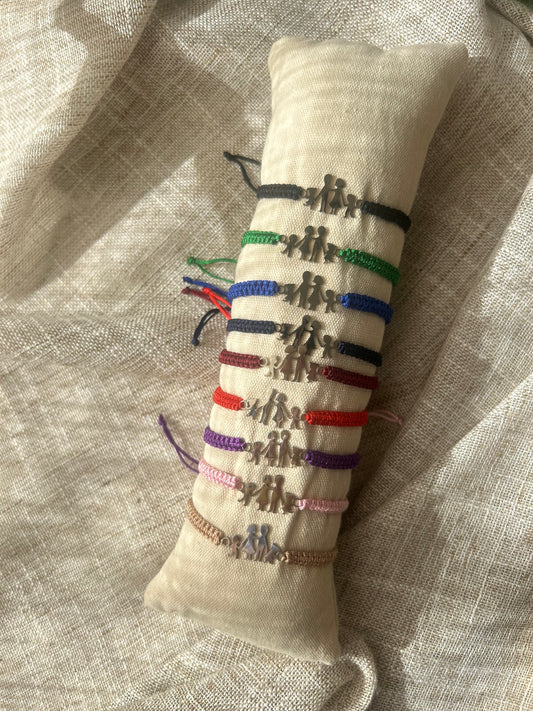 Bracelet Famille – Macramé & acier inoxydable