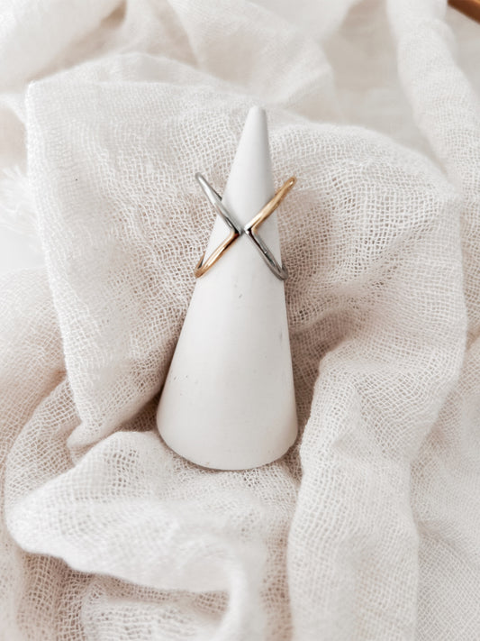 Bague “Lina” – Croisée dorée ou bicolore argent & or