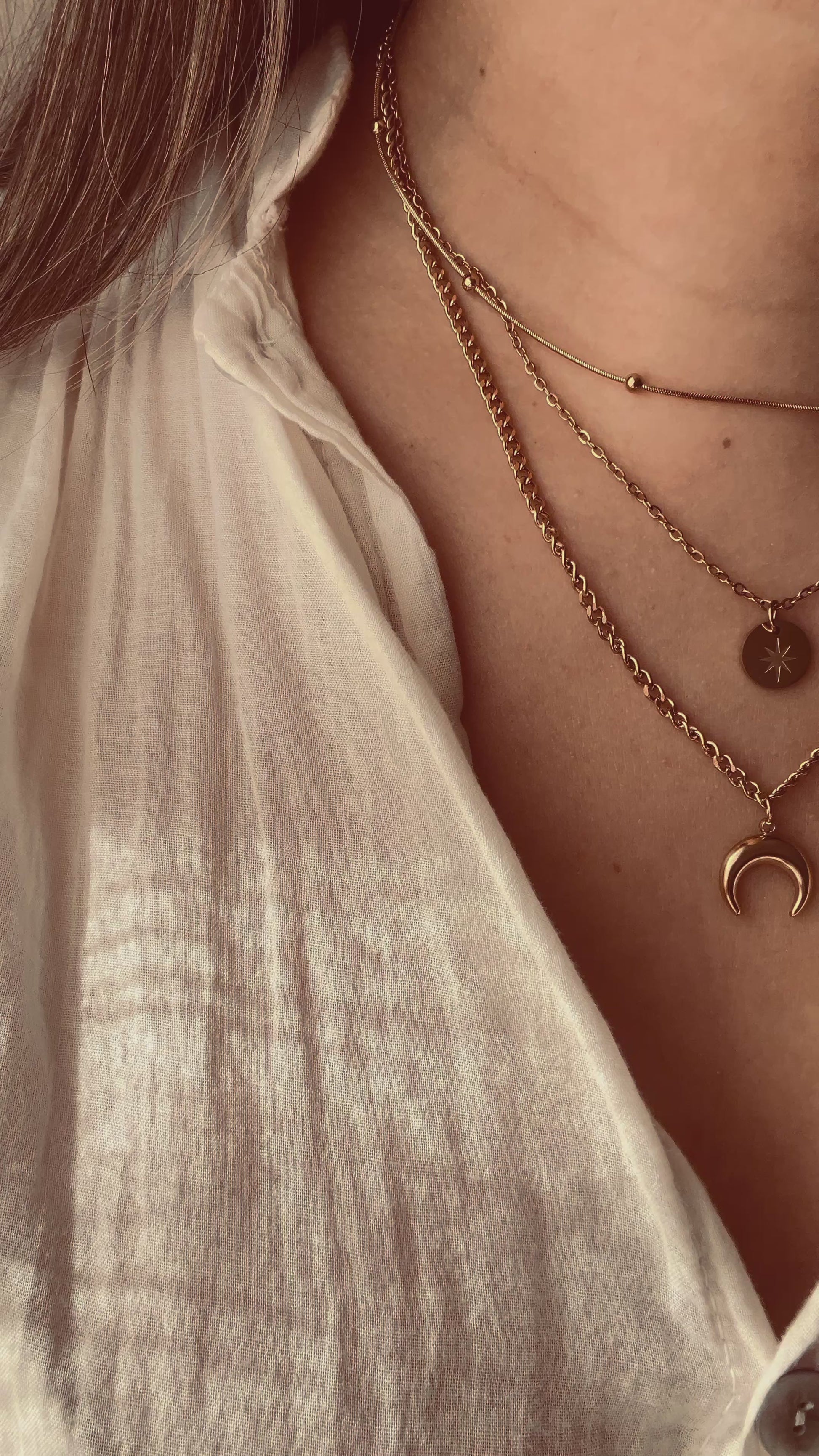 Collier “Solstice” – Triple rang doré