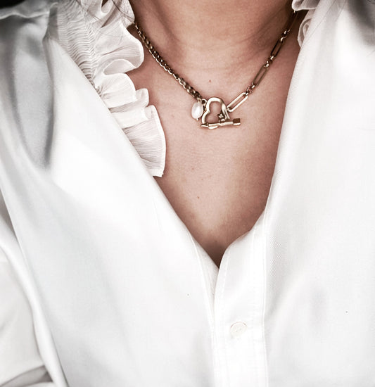 Collier Amore Passion – Bijou Amour en Acier Doré | Mayden Shop