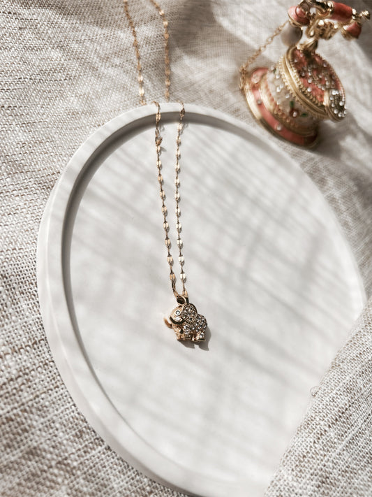 Collier Lucky Elephant – acier inoxydable doré